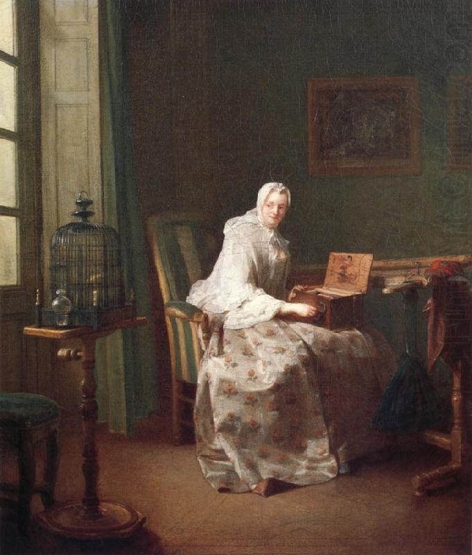 Jean Baptiste Simeon Chardin Lady with a bird-organ china oil painting image